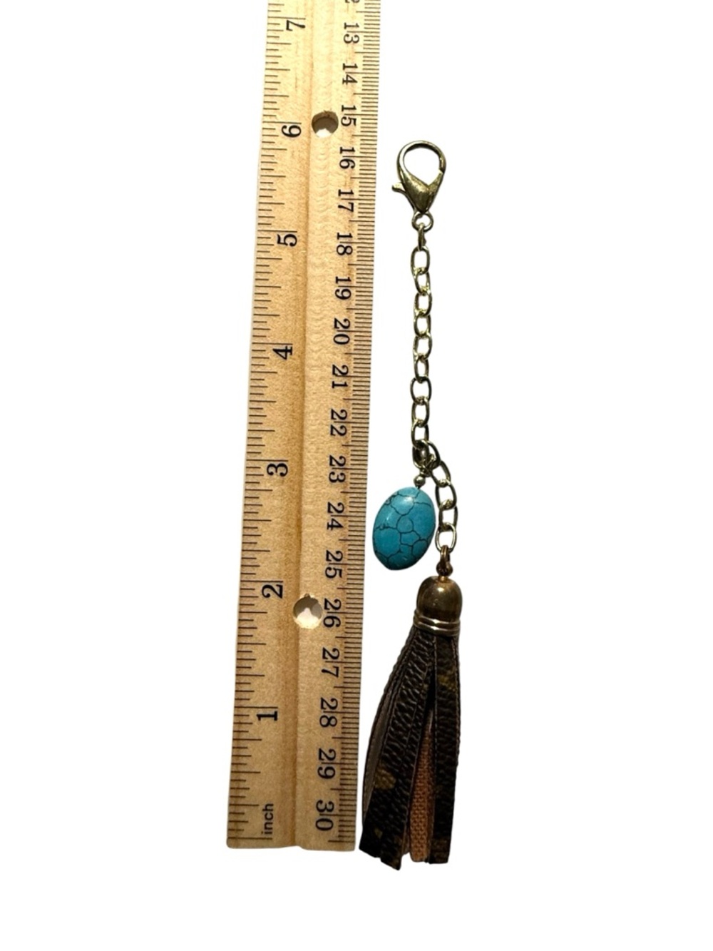 Louis Vuitton Upcycled Repurposed Leather Tassel KeyChain Bag Charm Turquoise - Picture 5 of 6